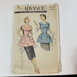 Advance Vintage 1950's Pattern #8163‎ Bib Top Apron Size M